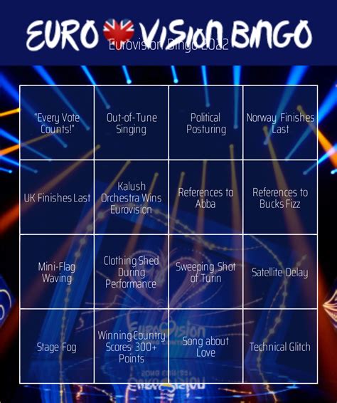 eurovision bingo 2022|EUROVISION! Bingo Cards to Download, Print and .